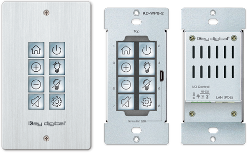 Key Digital KD-WP8-2的正面和背面图(使用和不使用面板)