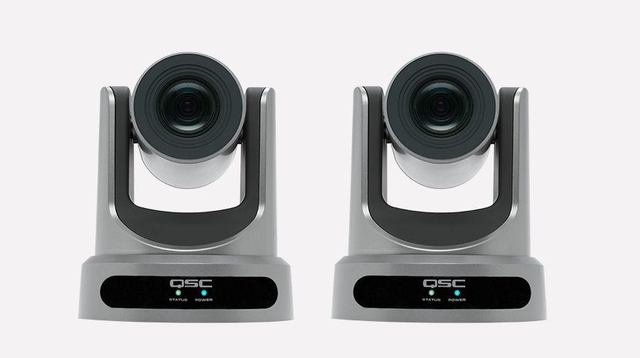 两台Q-SYS PTZ-IP系列PTZ摄像机正面图